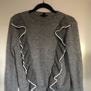 Top shop grey sweater with ruffles